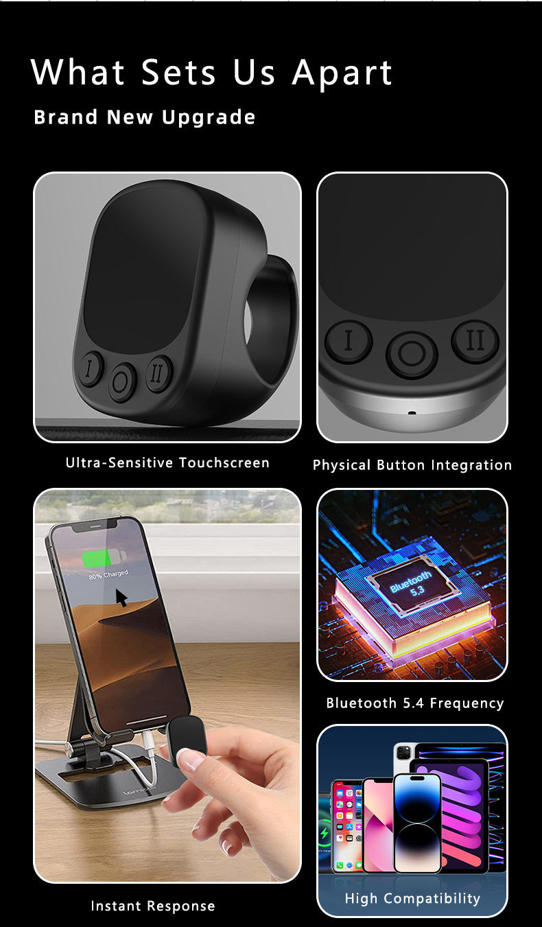 Thumbnail: Mouse Ring Remote Control With Touchpad,smart Automatic Screen Clicker Device，
