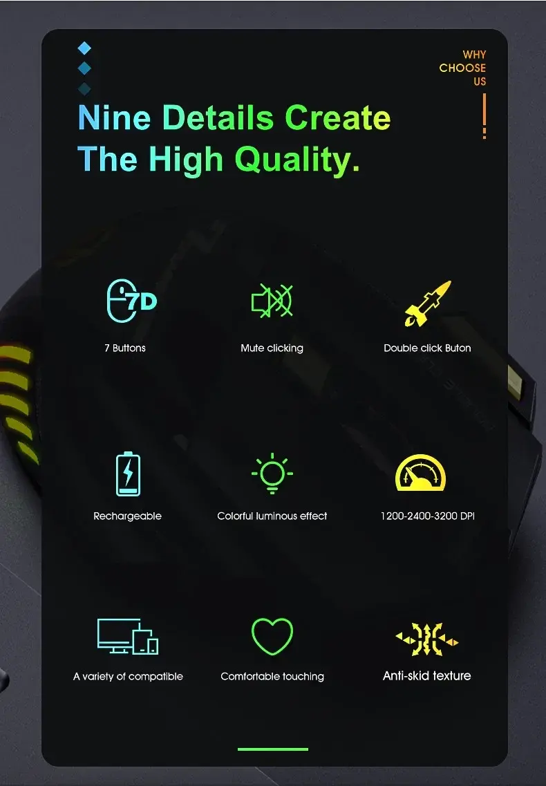 Thumbnail: Wireless Gaming Mouse USB Imice GW-X7 3200dpi Dual Mode Rechargeable 7 Keys