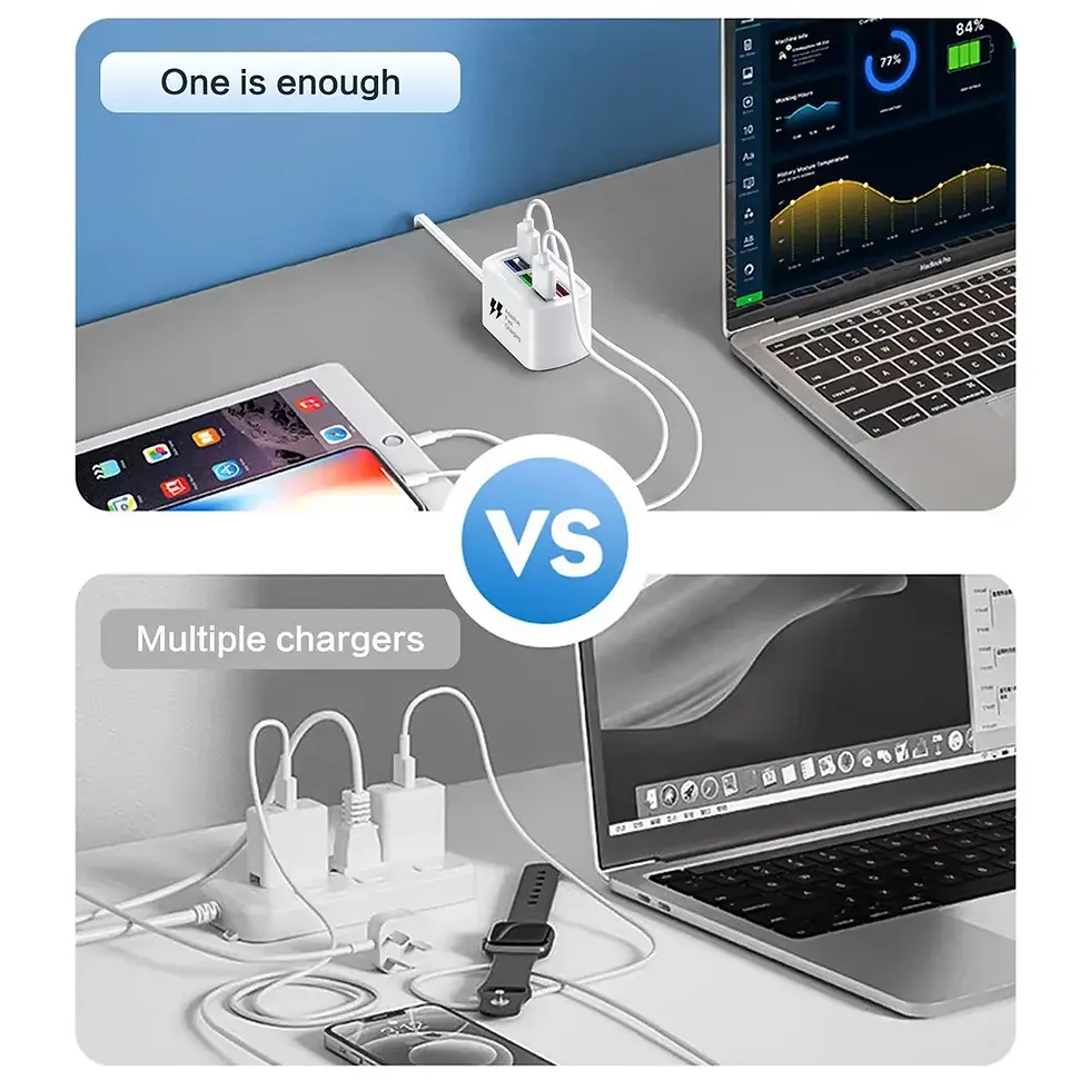 Thumbnail: Fast USB Charger 6 In 1 Power Strip Desktop Charging Station Fast Charging 1m Co