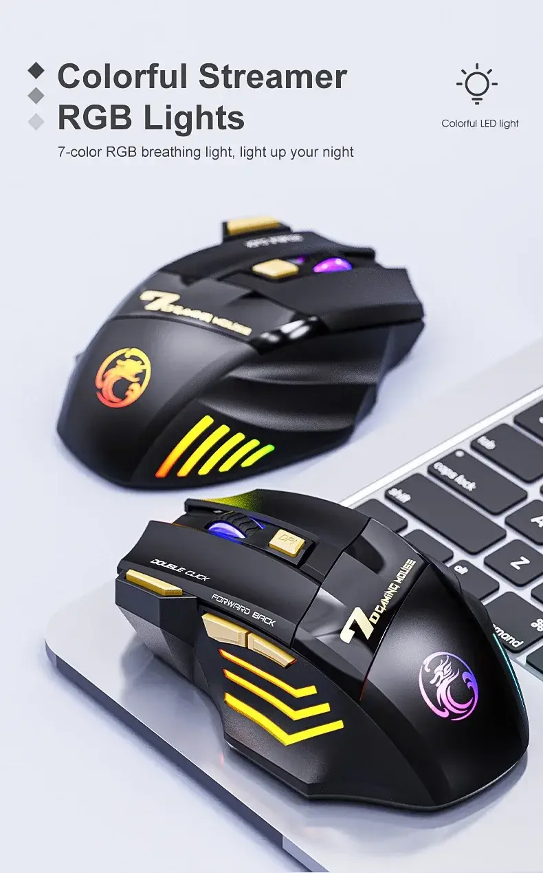 Thumbnail: Wireless Gaming Mouse USB Imice GW-X7 3200dpi Dual Mode Rechargeable 7 Keys