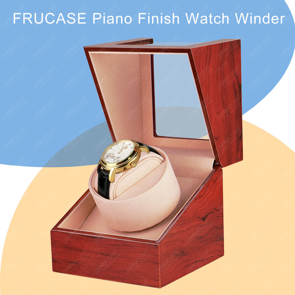 Thumbnail: Frucase Wooden Watch Winder For Automatic Watches Watch Box Use USB Cable / With