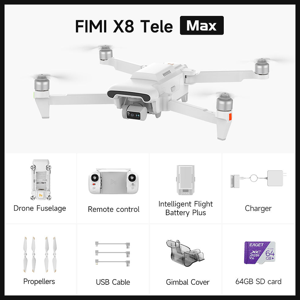 Thumbnail: Fimi X8 Tele Max Camera New Drone 4K 60fps 5.0 Roklink 20km Range 3-Axis