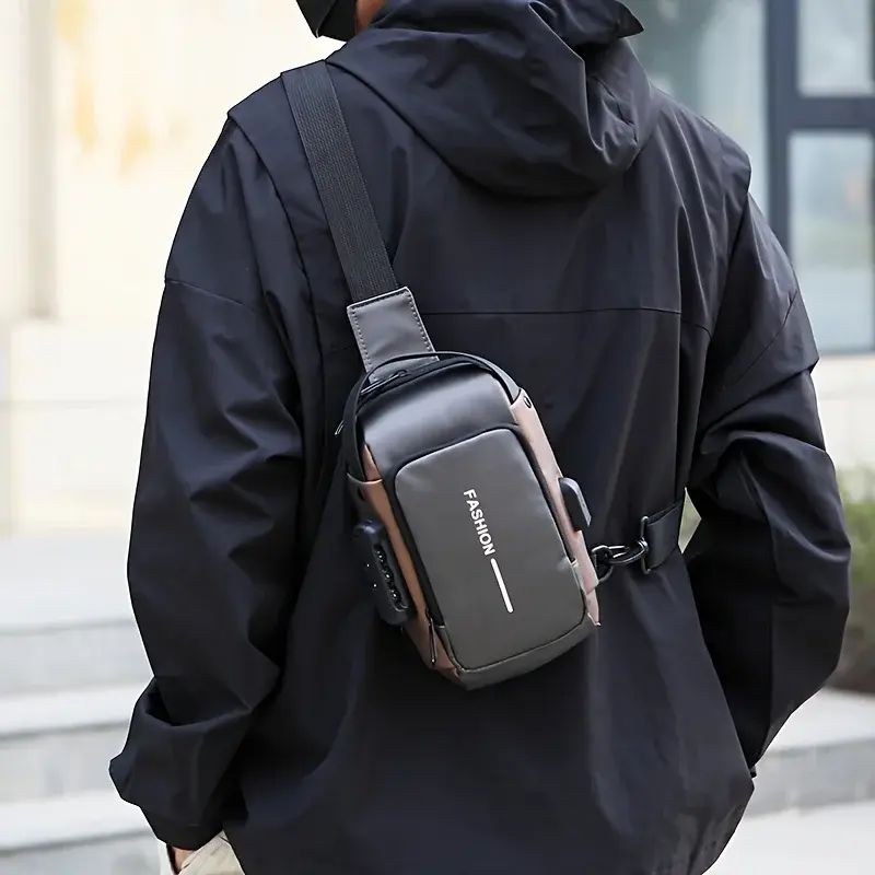 Thumbnail: Durable Oxford Fabric Men's Sling Bag-stylish Motorcycle Crossbody Chest Pack