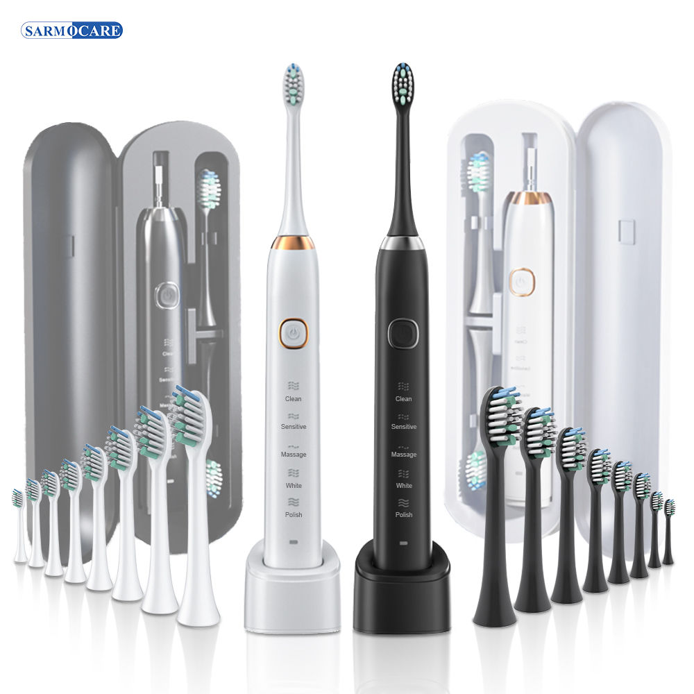 Electric Sonic Toothbrush 8 Brush Heads Smart Ultrasonic Dental Teeth Whitening