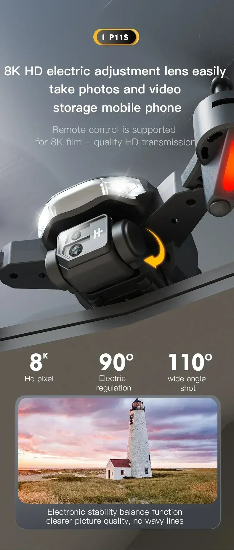 Thumbnail: P11 Max GPS Drone 8K HD 5G Professional Aerial Photography Dual Camera Obstacle