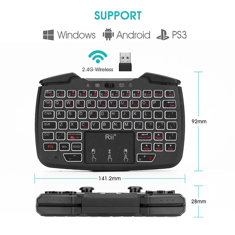 Thumbnail: Rii Rk707 2.4ghz Wireless Portable Game Controller Keyboard Mouse Combo Turbo Fu