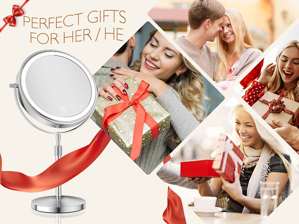 Thumbnail: 8 Inch Makeup Mirror With Light Lamp 10X Magnification 3 Color Lights,adjustable