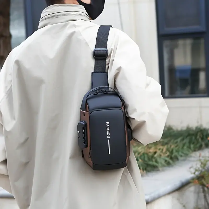 Thumbnail: Durable Oxford Fabric Men's Sling Bag-stylish Motorcycle Crossbody Chest Pack