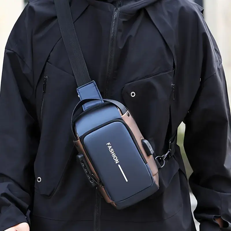 Thumbnail: Durable Oxford Fabric Men's Sling Bag-stylish Motorcycle Crossbody Chest Pack