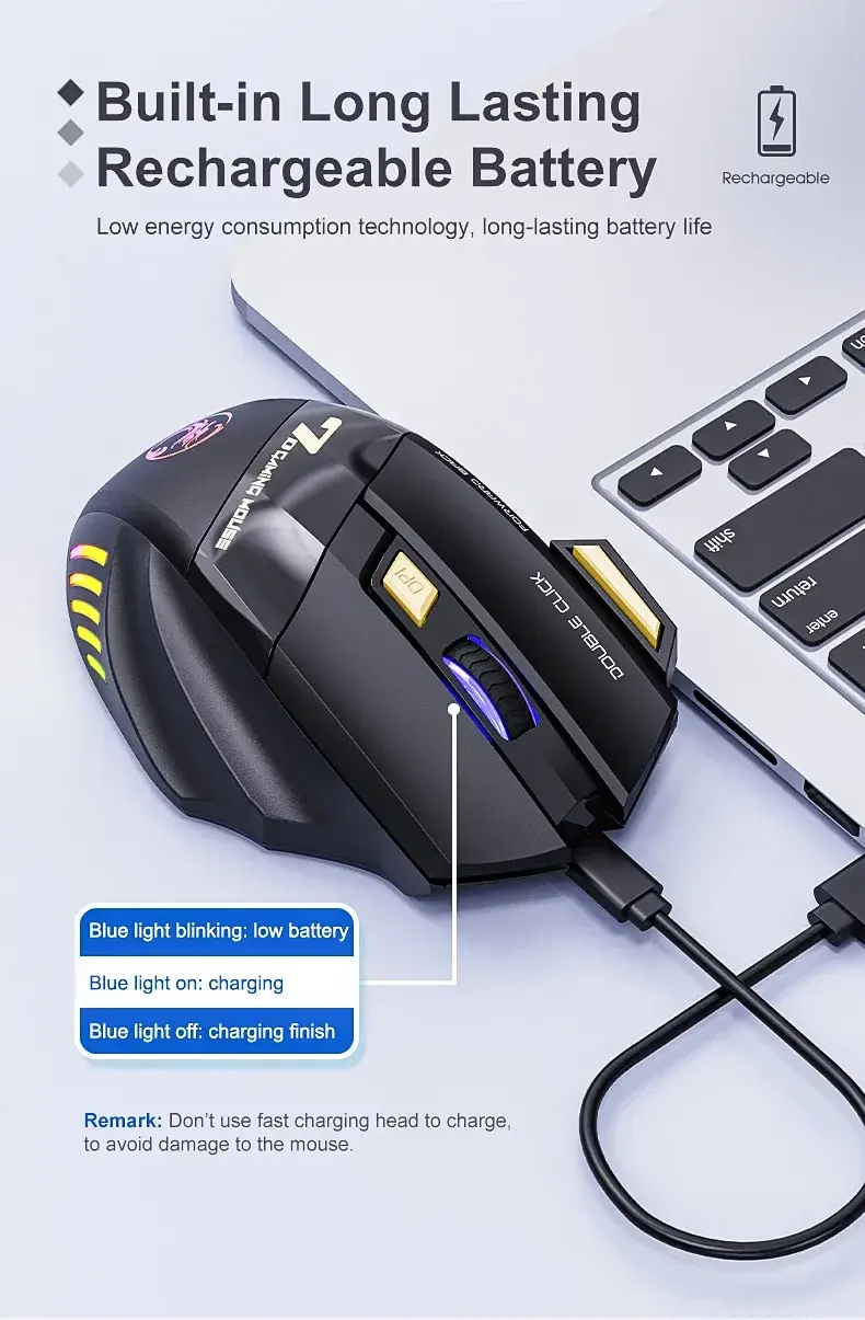 Thumbnail: Wireless Gaming Mouse USB Imice GW-X7 3200dpi Dual Mode Rechargeable 7 Keys