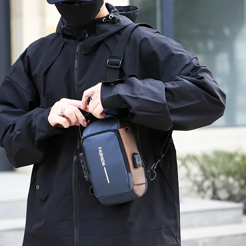 Thumbnail: Durable Oxford Fabric Men's Sling Bag-stylish Motorcycle Crossbody Chest Pack