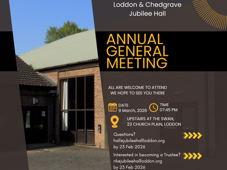 Loddon & Chedgrave Jubilee Hall Notice Annual General Meeting