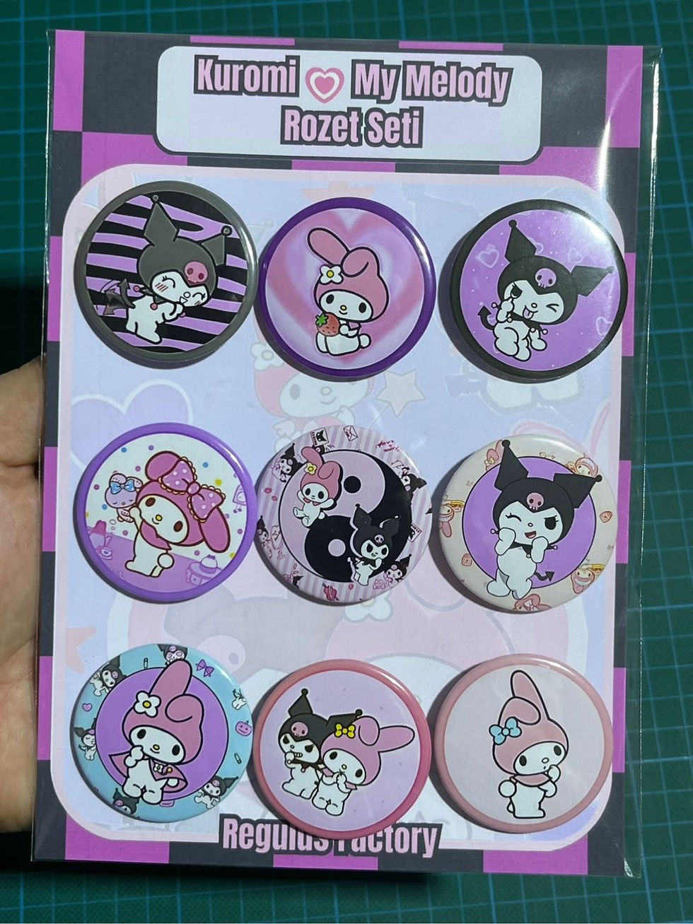 Kuromi & My Melody Rozet Seti 9 Adet 44mm
