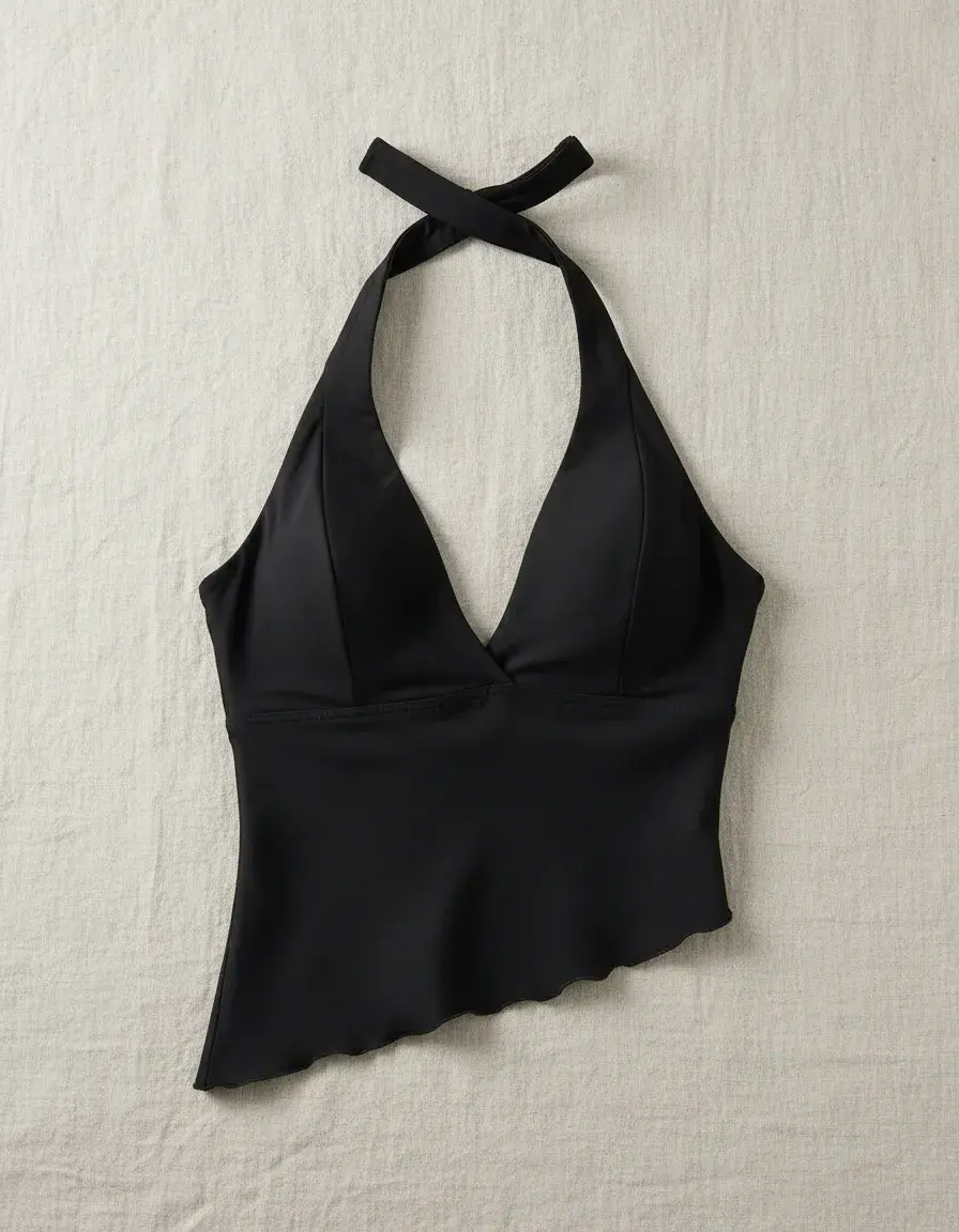 Miniatura: Blusa Assimétrica com Barras Onduladas - Decote V