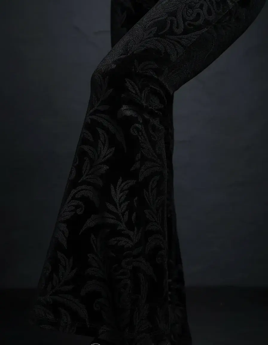 Miniatura: Calça Veludo Preta Flare Boca de Sino Gótica 