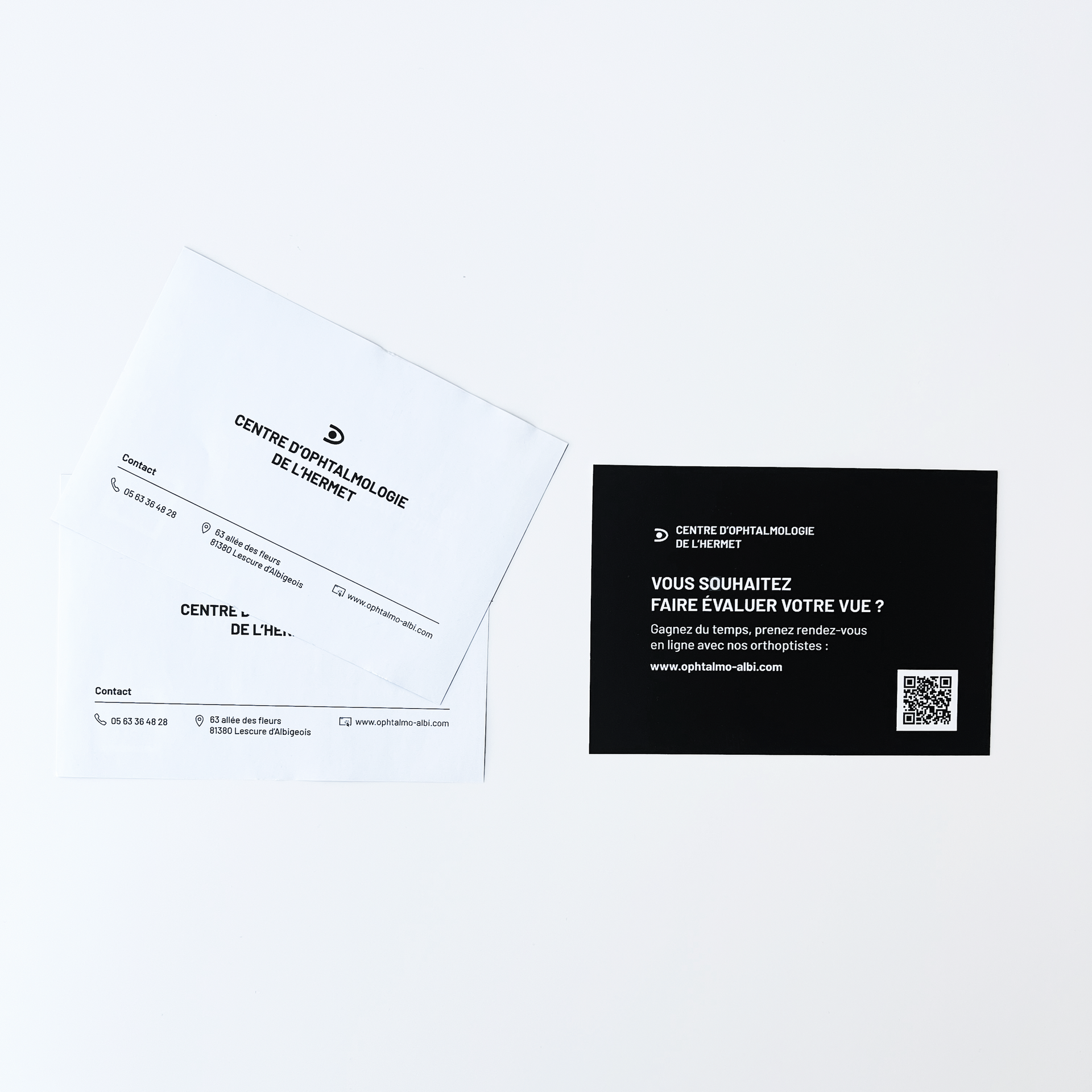 Création carte de visite site internet médical design moderne centre ophtalmologie Albi