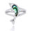 Thumbnail: Jumping Sterling Silver Dolphin Ring with Abalone Shell