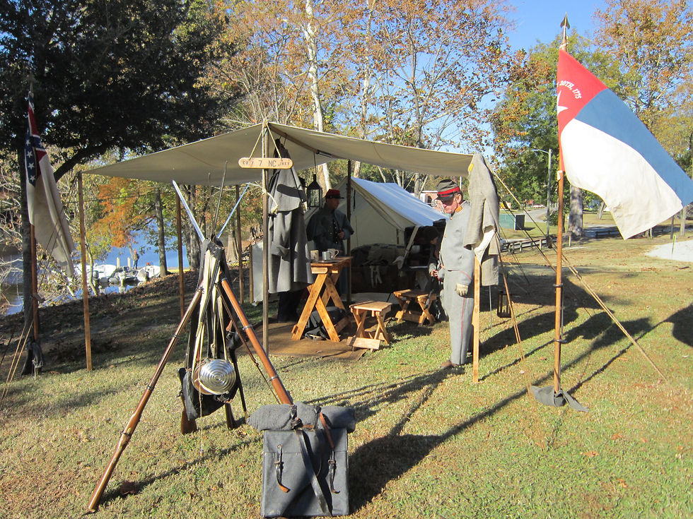 Civil War Re-enactors artillery encampment
