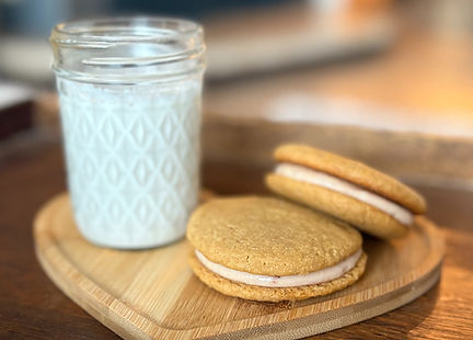 Nostalgic and delicious peanut butter and jelly creme pie cookie made with fresh milled khorasan flour