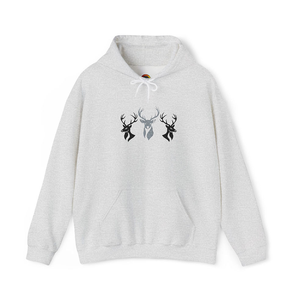 Thumbnail: 3 Deer  Embroidery Hooded Sweatshirt 