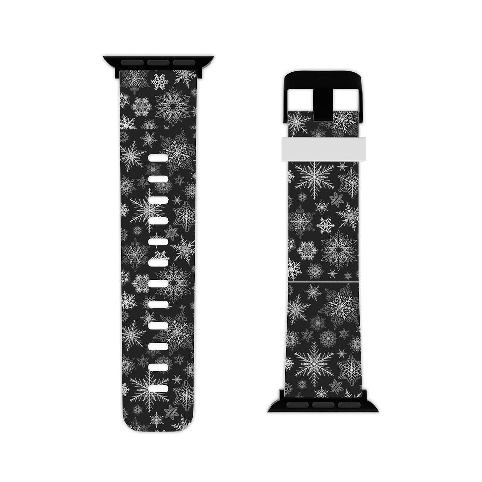 Thumbnail: Snow Stars In Black Watch Band for Apple Watch