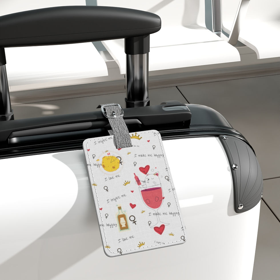 Thumbnail: Food & Cat Saffiano Polyester Luggage Tag, Rectangle