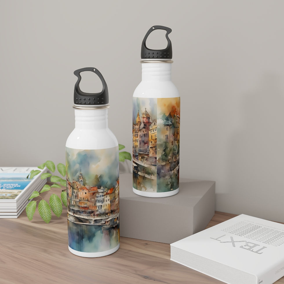 Thumbnail: Watercolor City Stainless Steel Water Bottle