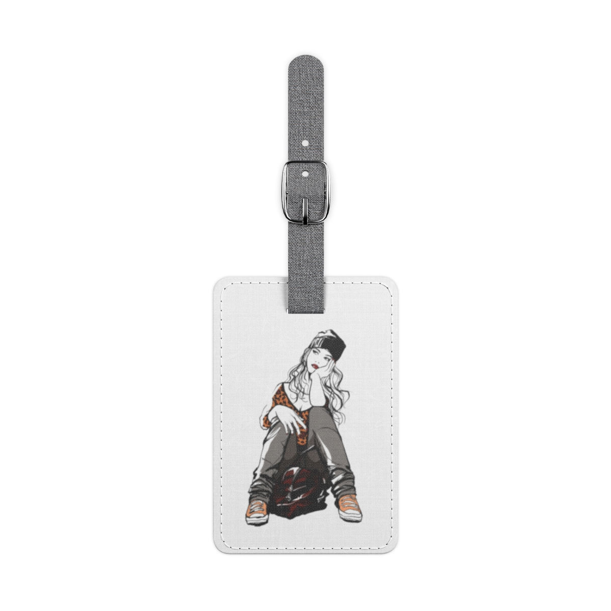 Travel Girl Saffiano Polyester Luggage Tag, Rectangle