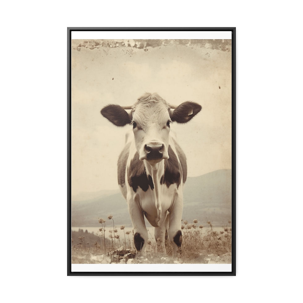 Thumbnail: Cow Gallery Canvas Wraps, Vertical Frame