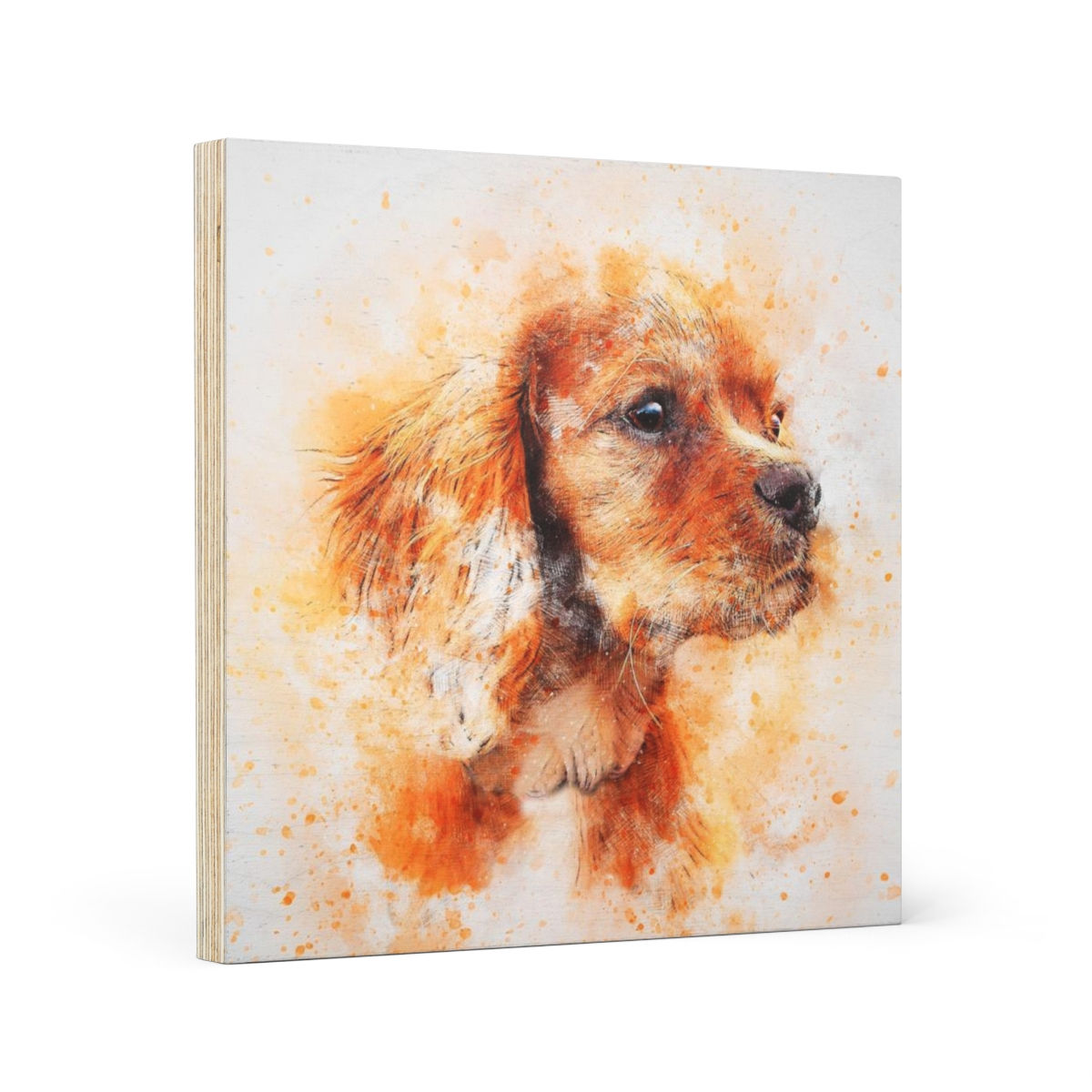 Watercolor Dog Wood Canvas