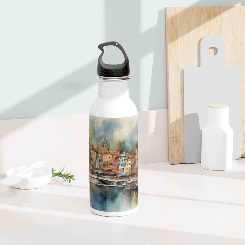 Thumbnail: Watercolor City Stainless Steel Water Bottle