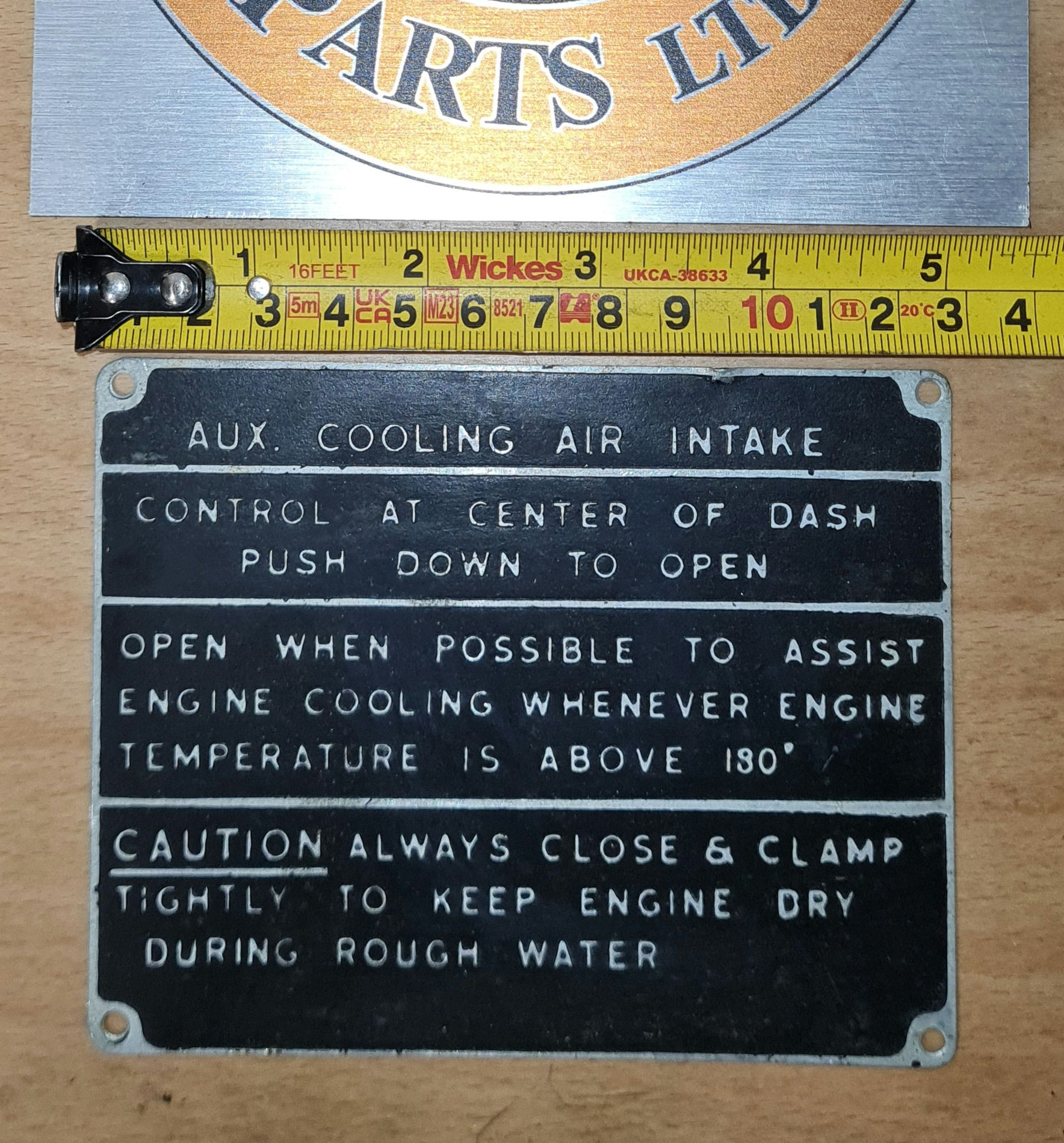 Aux cooling air intake data plate (NOS)