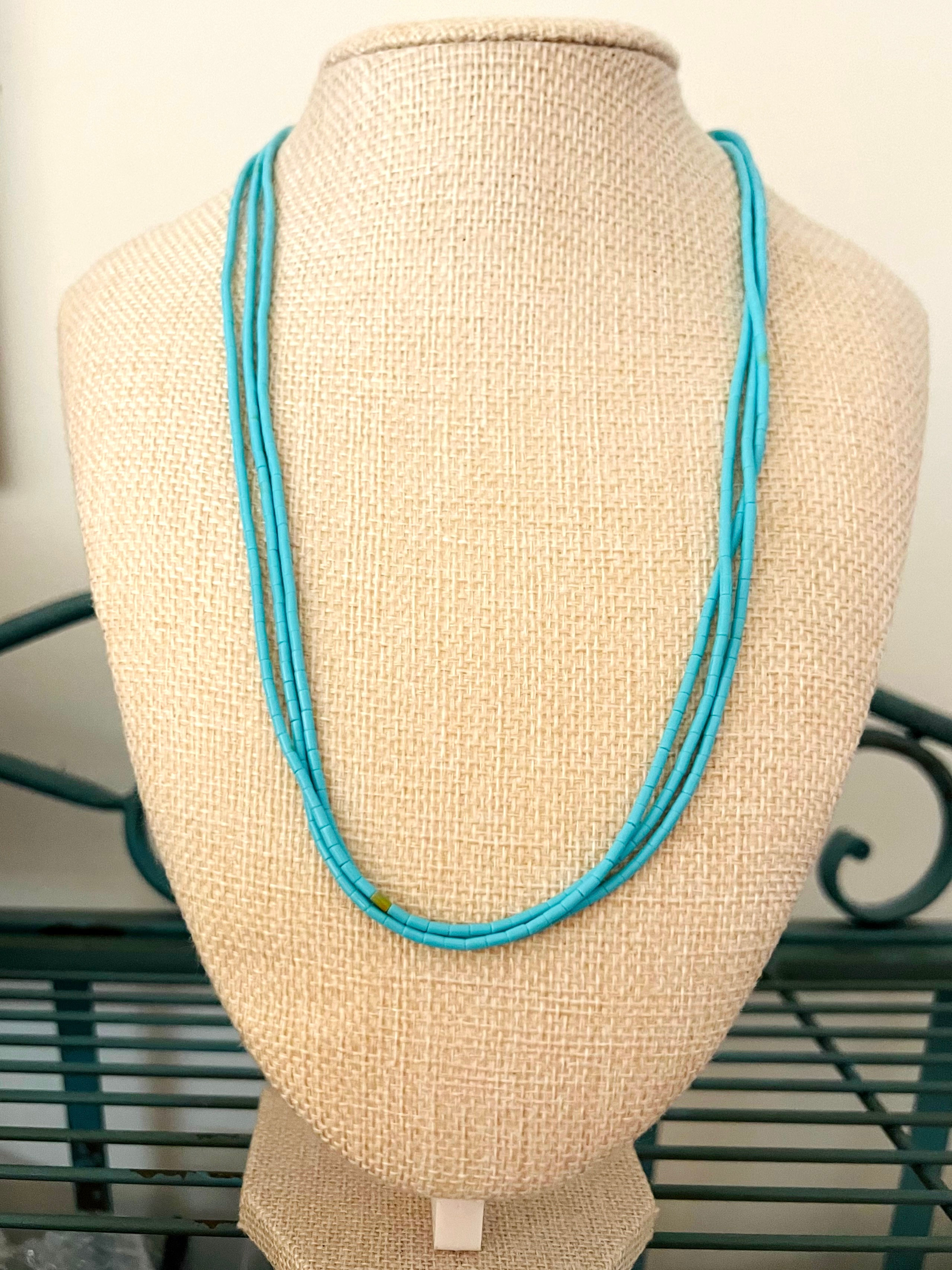 Turquoise Necklace- 3 strand, 18in