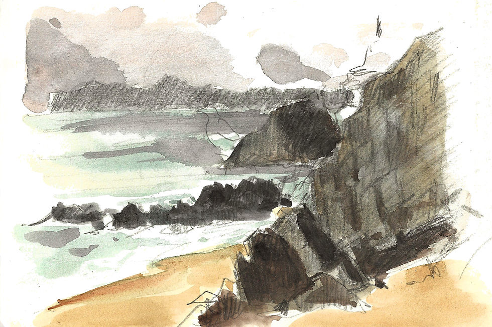 croquis de falaises bretonnes par temps gris