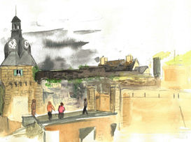 croquis de l'entrée de la ville close de concarneau