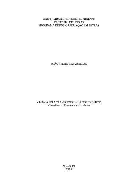 A busca pela transcendência nos trópicos: o sublime no Romantismo brasileiro