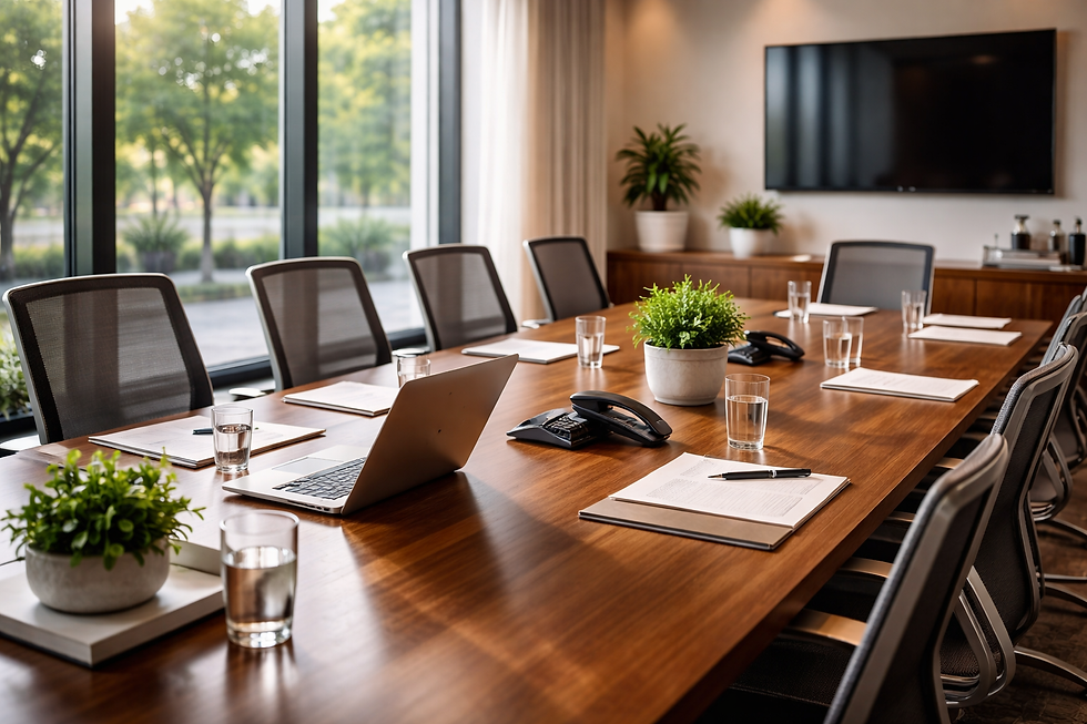 Eye-level view of a clean and organized modern office workspace