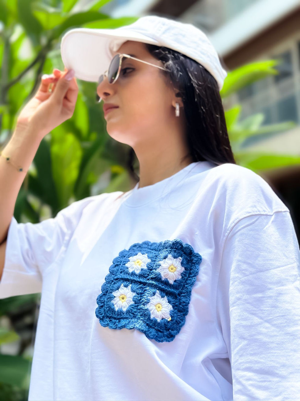Thumbnail: Blue patch crochet tshirt