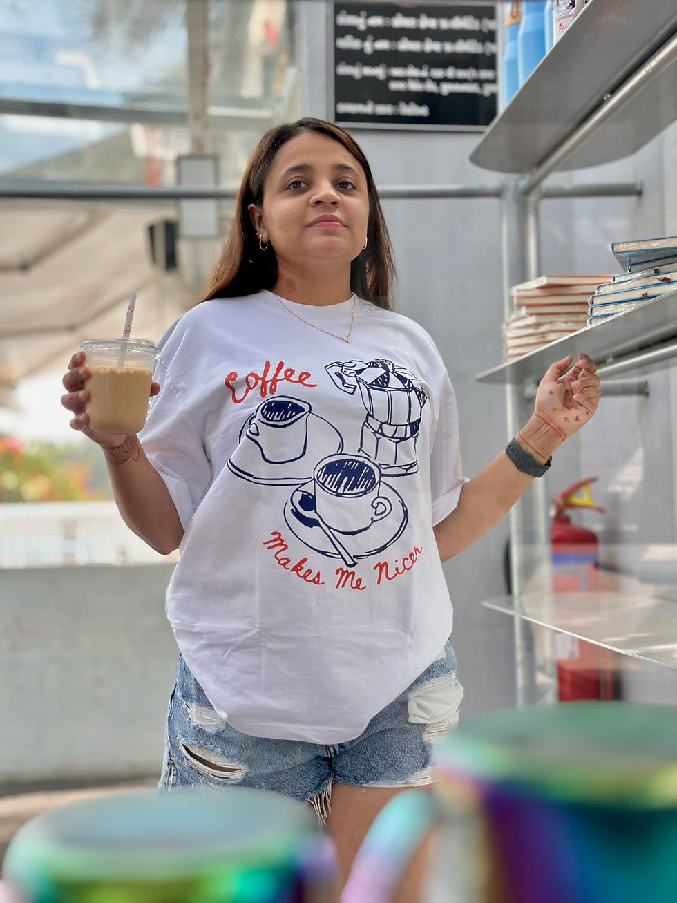Thumbnail: 'Coffee Makes Me Nicer' Oversized Tshirt