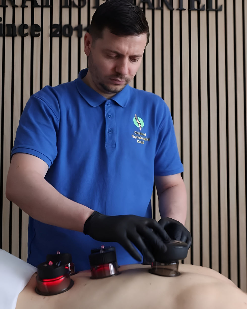 Physiotherapist performing cupping