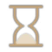 Aesthetic treatment time length icon as an hourglass