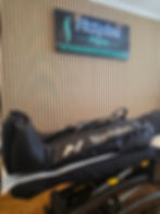 Compression boots on a patient
