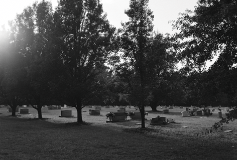 Black-and-white photograph of a cemetery featured in the St. Stephen postcard series