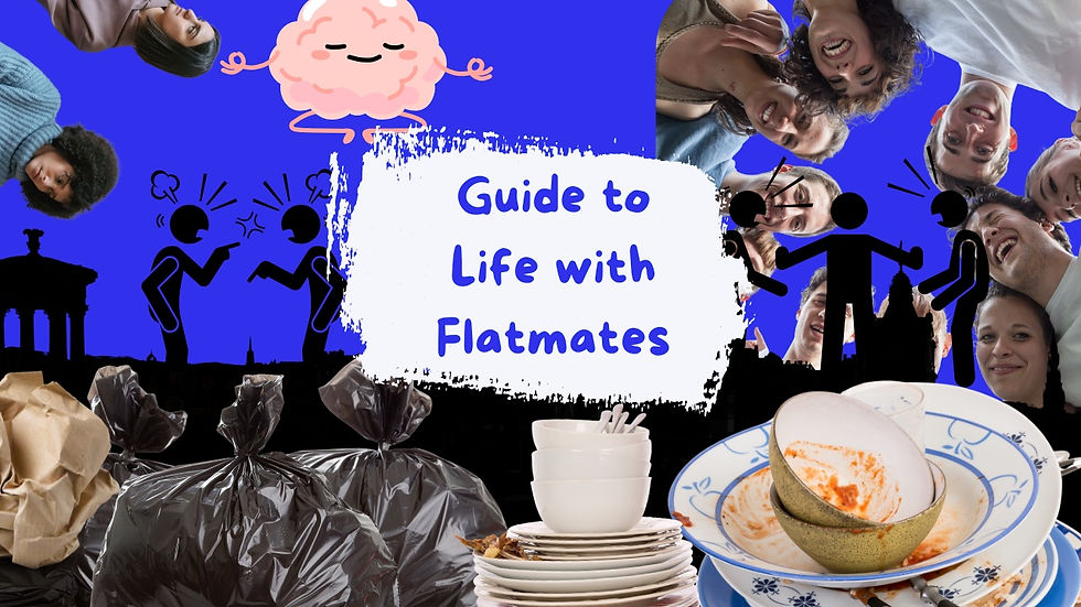 Collage depicting guide to life with flatmates