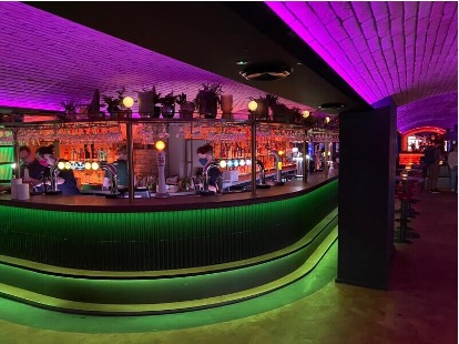 Bar with night lights