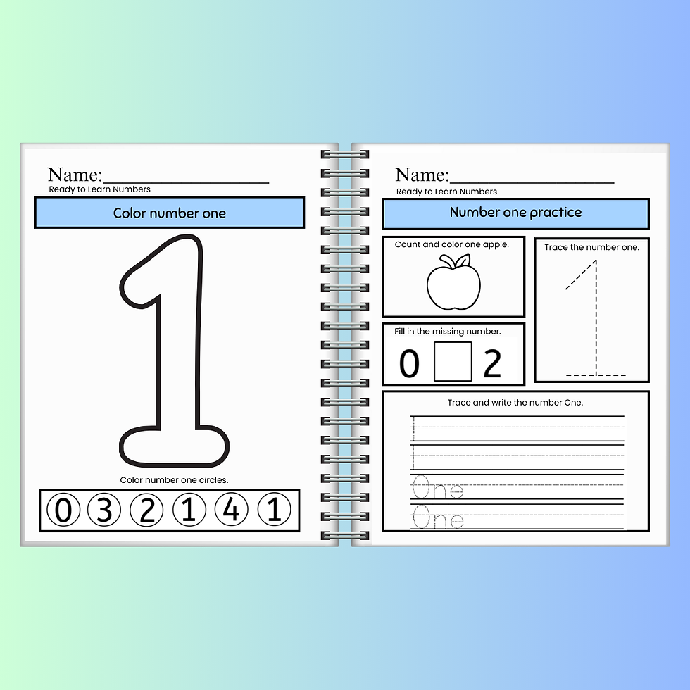 Thumbnail: Number 1 practice worksheets (sample pages)