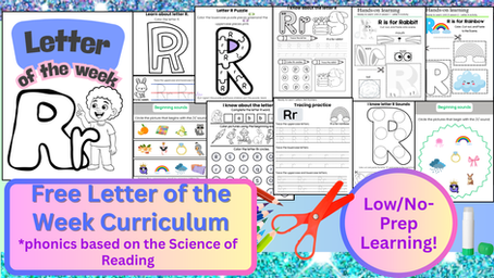 Free Letter of the Week Curriculum: Letter R Worksheets & 3-Day Lesson Plan.