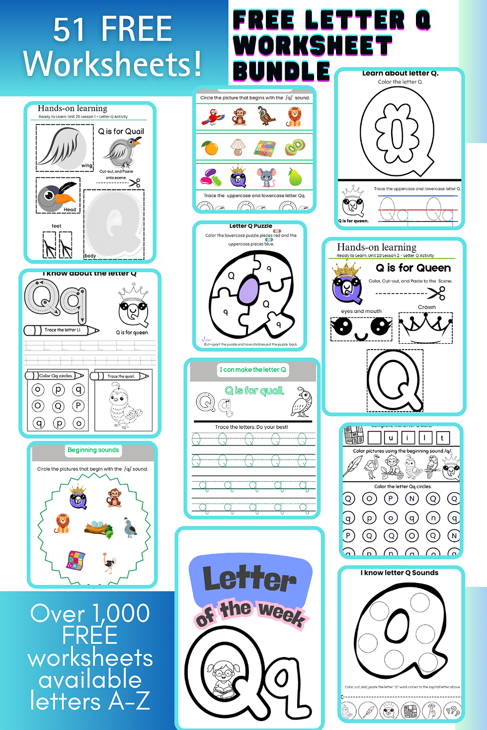 Free Letter Q Bundle of Worksheets
