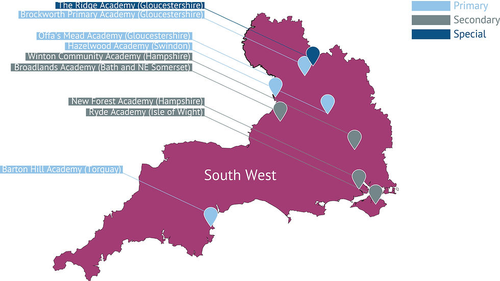 A map of AET's South West Region
