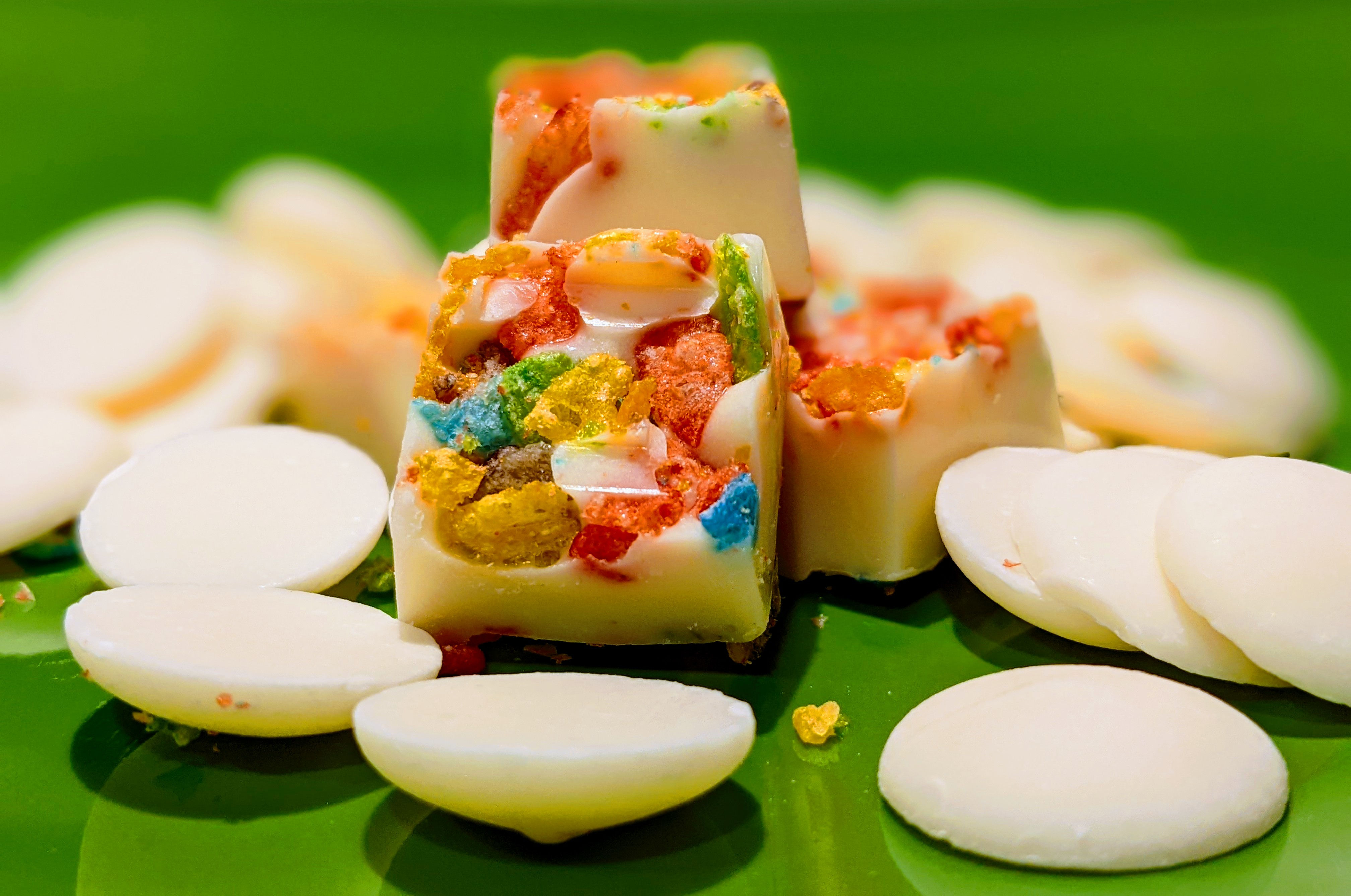 White Chocolate Fruity Pebble Bites